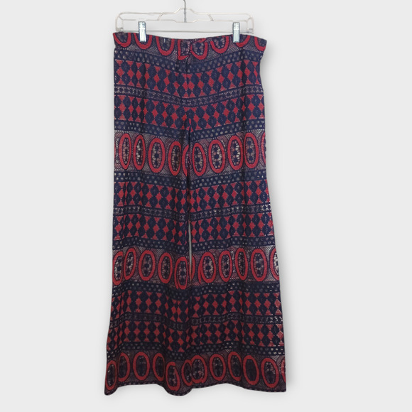 Bohemian Bell Bottom Pants Women 31 Tribal Sheer Retro Bold Festival 70s Hipster - Picture 2 of 5